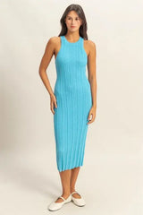 HYFVE Round Neck Bodycon Ribbed Knit Dress - Trendsi - Flyclothing LLC