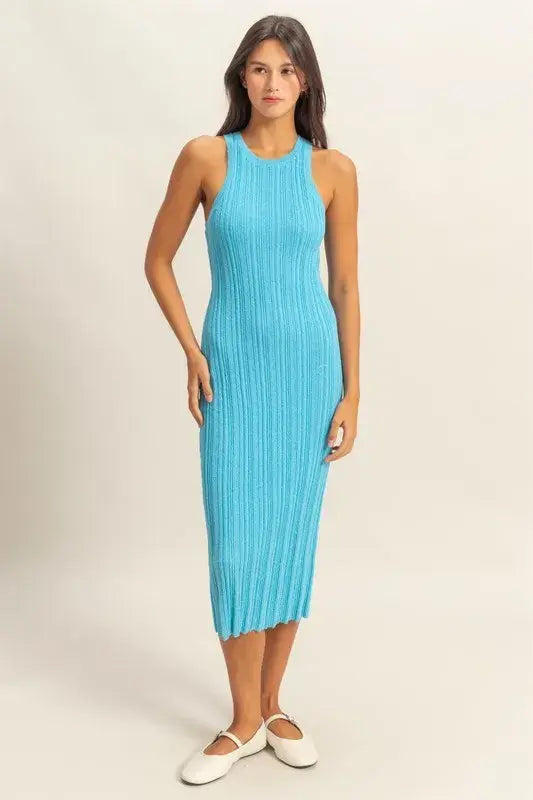 HYFVE Round Neck Bodycon Ribbed Knit Dress - Trendsi - Flyclothing LLC