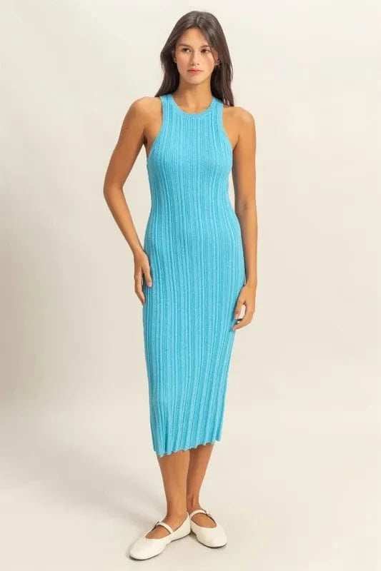 HYFVE Round Neck Bodycon Ribbed Knit Dress - Trendsi - Flyclothing LLC