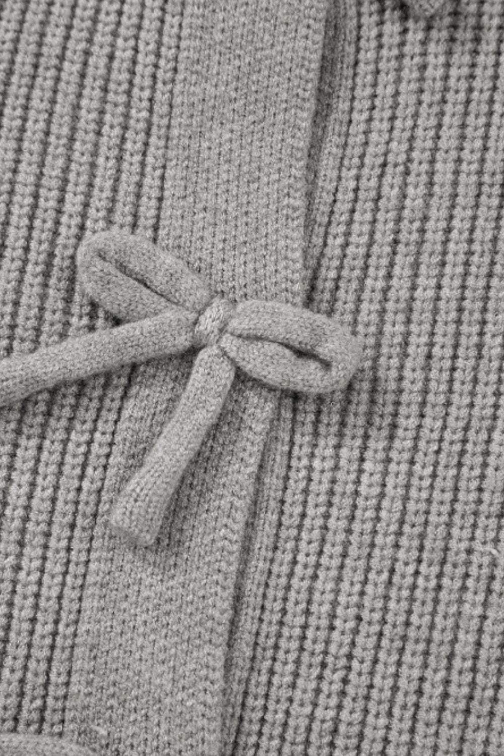 Bow Round Neck Long Sleeve Cardigan - Trendsi - Flyclothing LLC