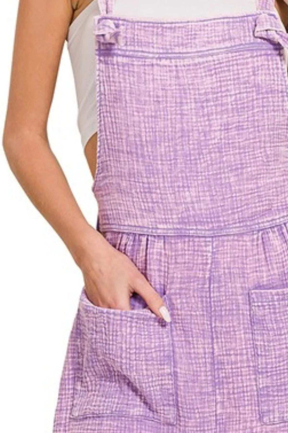 Zenana Woven Double Gauze Acid Washed Romper - Trendsi - Flyclothing LLC