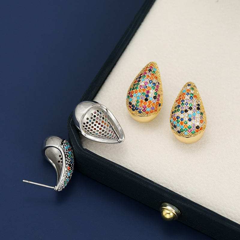 18K Gold-Plated Zircon Teardrop Earring - Trendsi - Flyclothing LLC