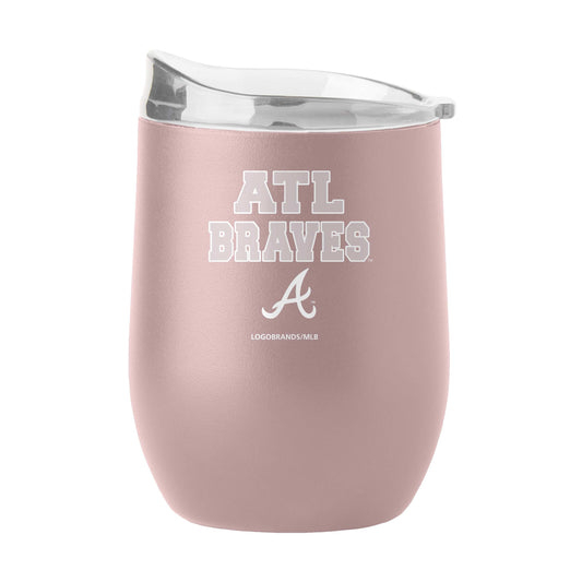 Atlanta Braves 16oz Stencil Powder Coat Curved Beverage - Logo Brands - Flyclothing LLC