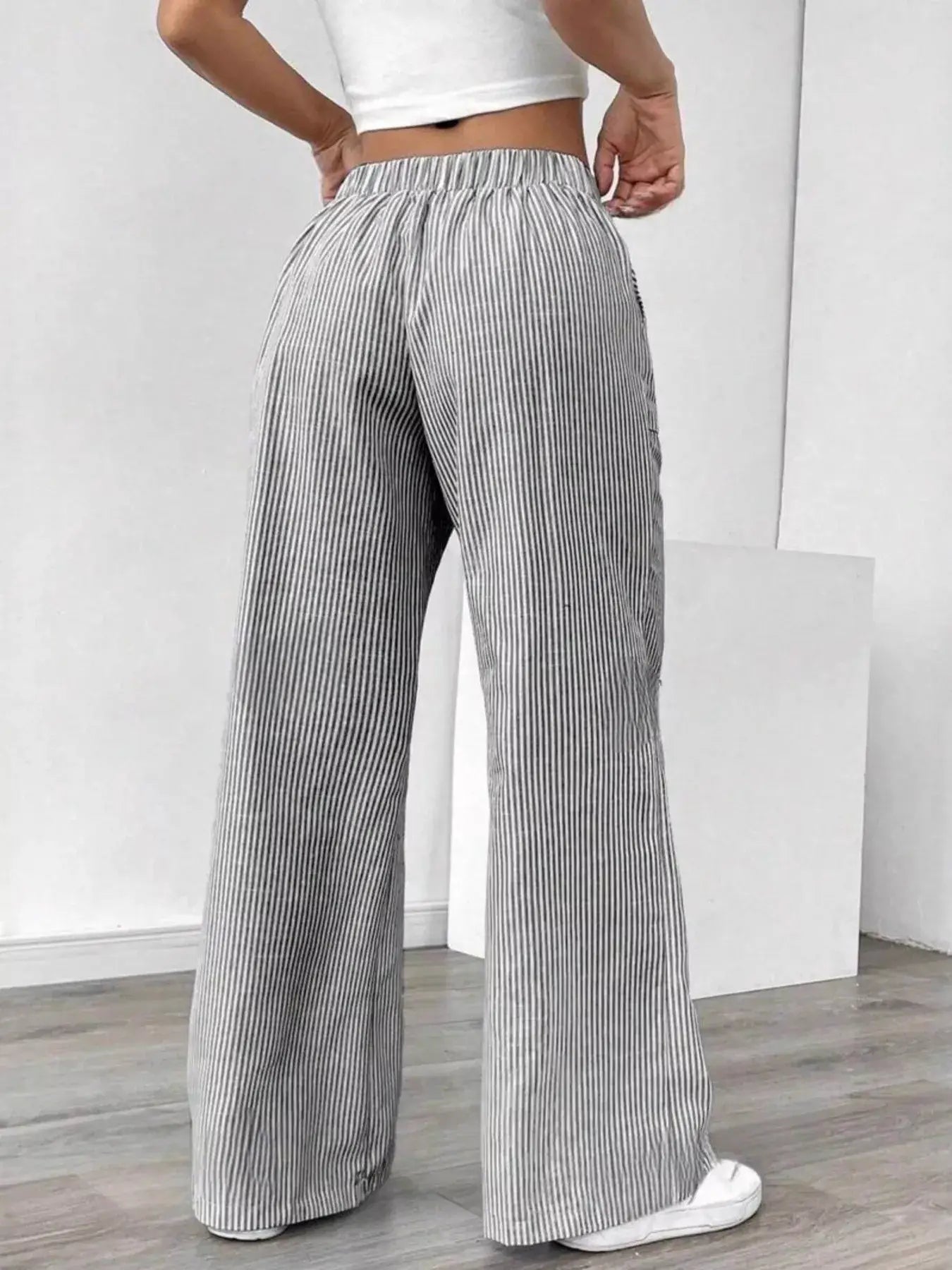 Striped Wide Leg Pants - Trendsi - Flyclothing LLC