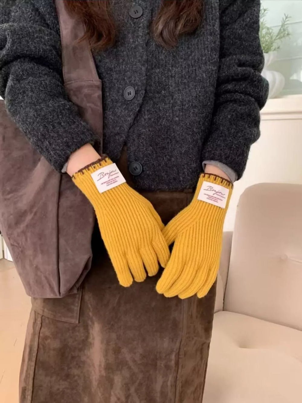 Ribbed Knit Gloves - Trendsi - Flyclothing LLC