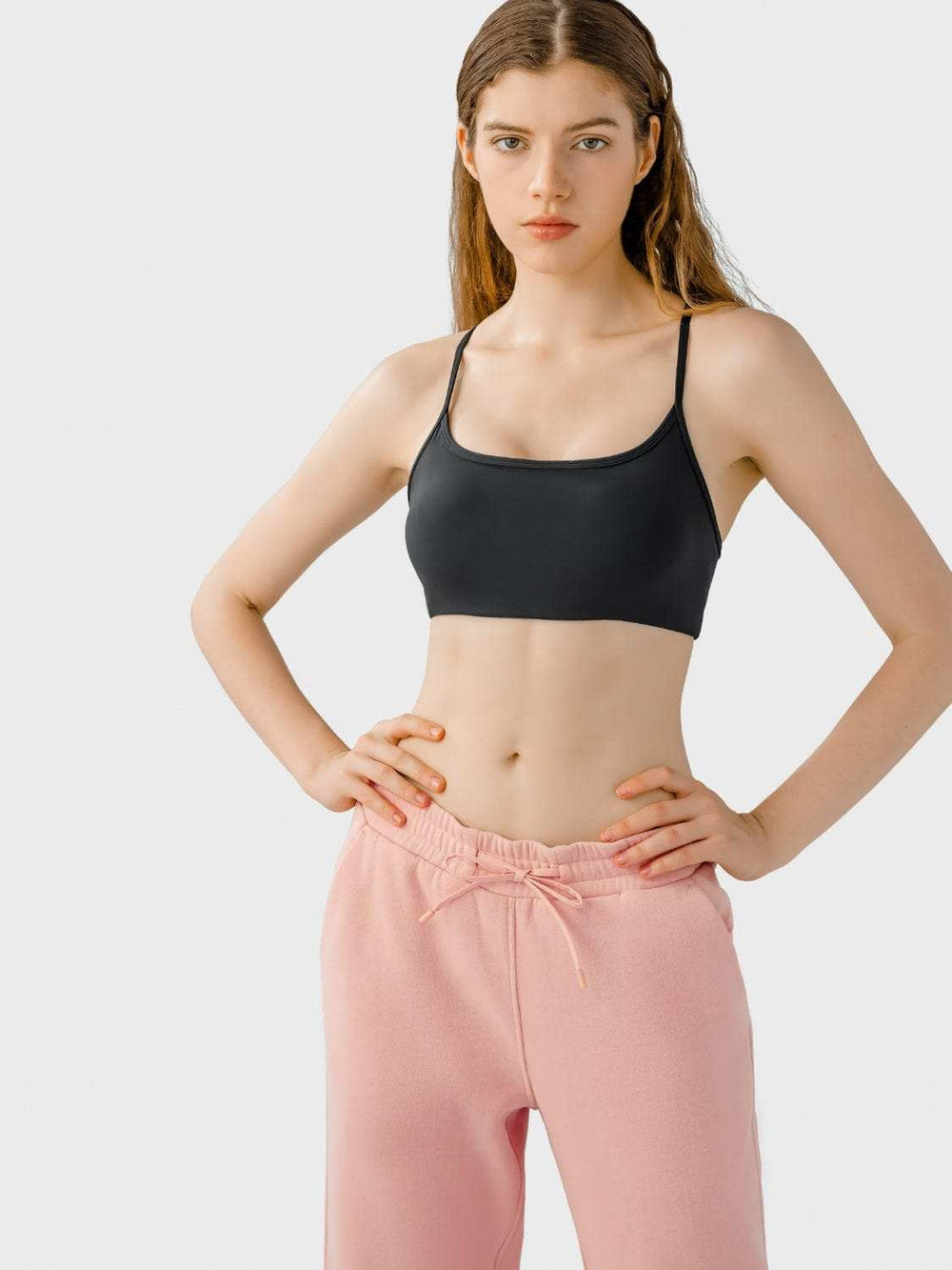 Millennia Crisscross Back Scoop Neck Active Cami with Detachable Chest Pads - Trendsi - Flyclothing LLC