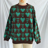 Heart Contrast Long Sleeve Dropped Shoulder Sweater - Trendsi - Flyclothing LLC
