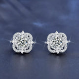 925 Sterling Silver Moissanite Stud Earrings - Trendsi - Flyclothing LLC