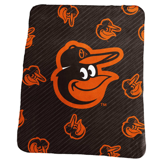 Baltimore Orioles Repeating Classic Fleece Throw - Logo Brands - Flyclothing LLC