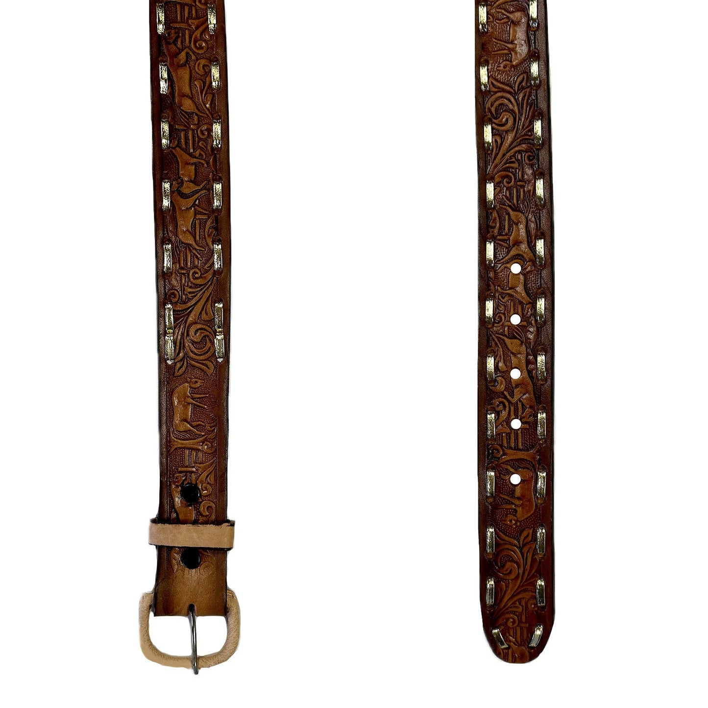Rockmount Ranch Wear Brown Horse Tooled Leather Laced Western Belt-SPECIAL PRICE - Rockmount Clothing - Flyclothing LLC