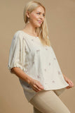 Umgee Full Size Linen Blend Ribbon Embroidered Top Plus Size - Trendsi - Flyclothing LLC