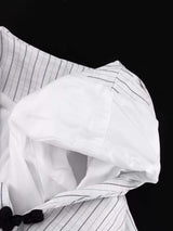 Pinstripe Cropped Blazer and Pleated Shorts Set - Trendsi - Flyclothing LLC