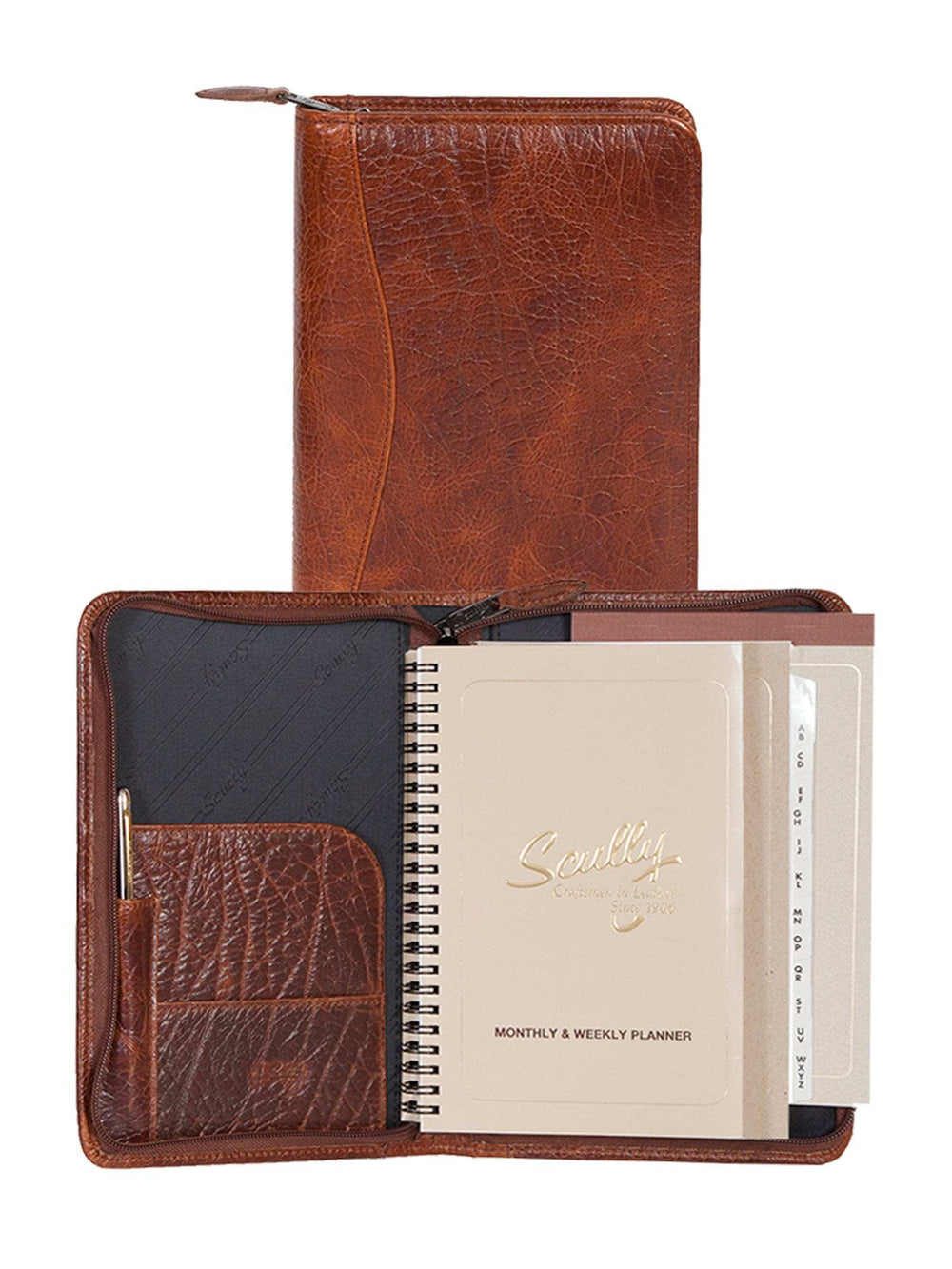 Italia Antique calf leather Brown Junior zip padfolio - Scully Leather - Flyclothing LLC