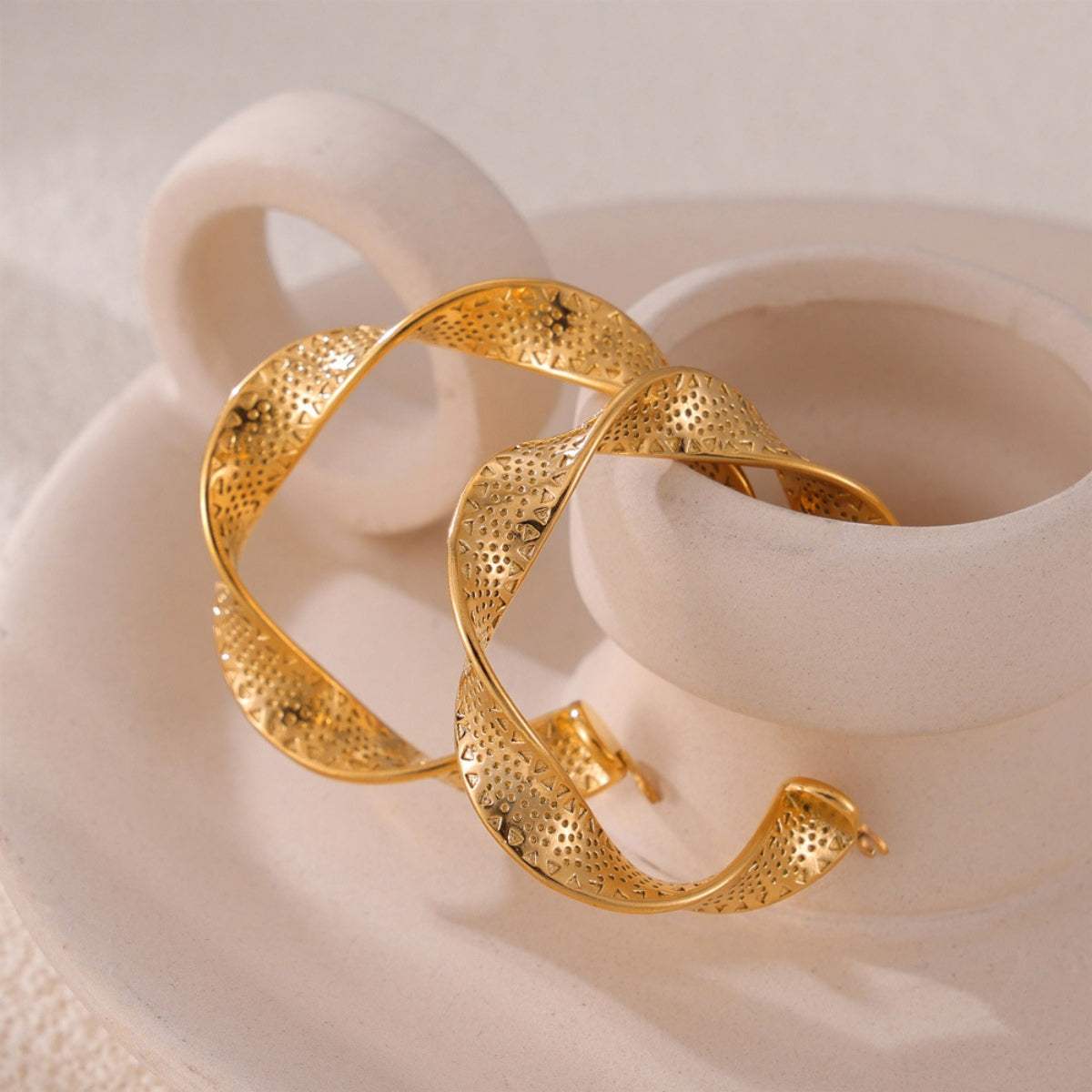 Titanium Steel Twisted Earrings - Trendsi - Flyclothing LLC