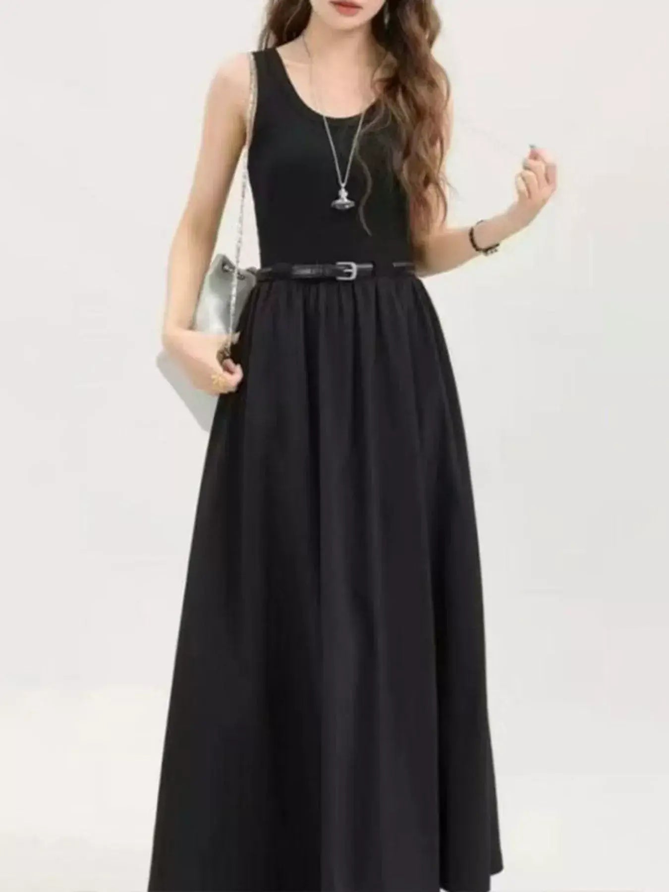 Round Neck Sleeveless Midi Dress - Trendsi - Flyclothing LLC