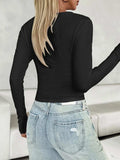 V-Neck Long Sleeve T-Shirt - Trendsi - Flyclothing LLC