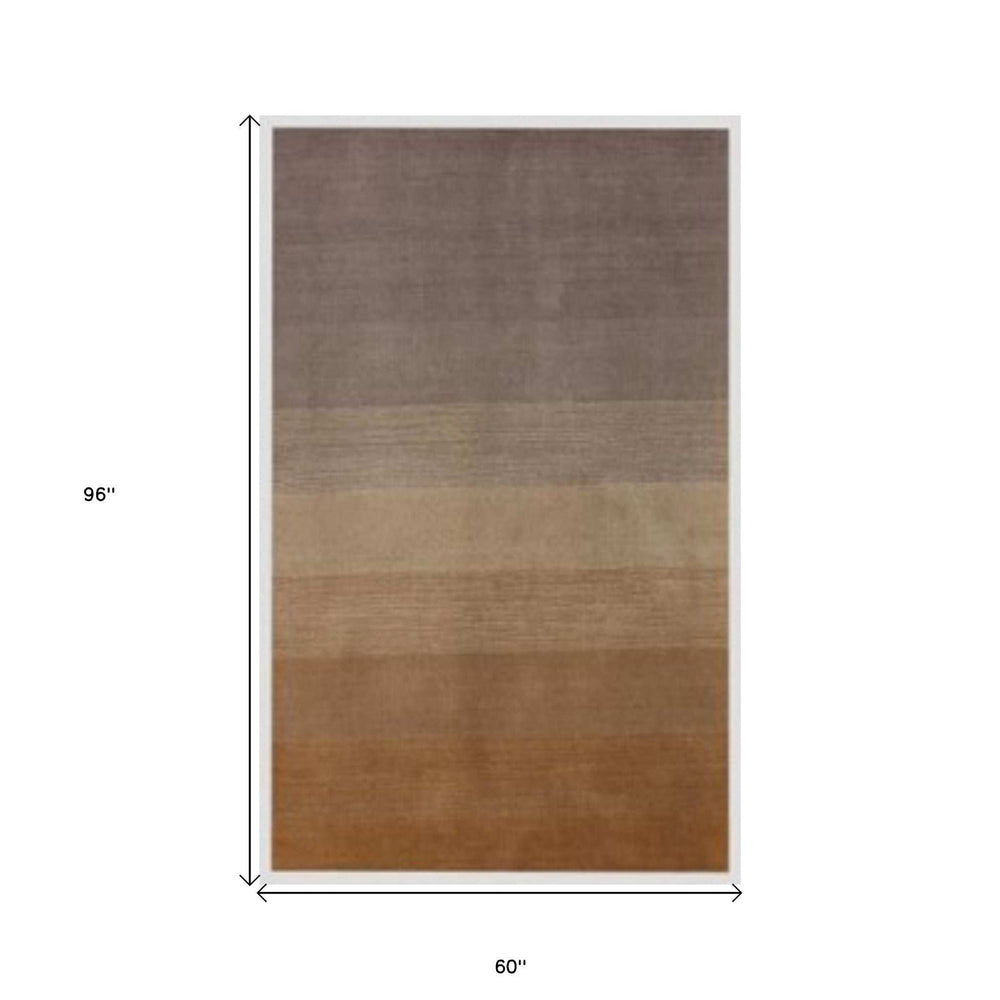 5' X 8' Gold And Rust Ombre Hand Loomed Area Rug - Homeroots - Flyclothing LLC