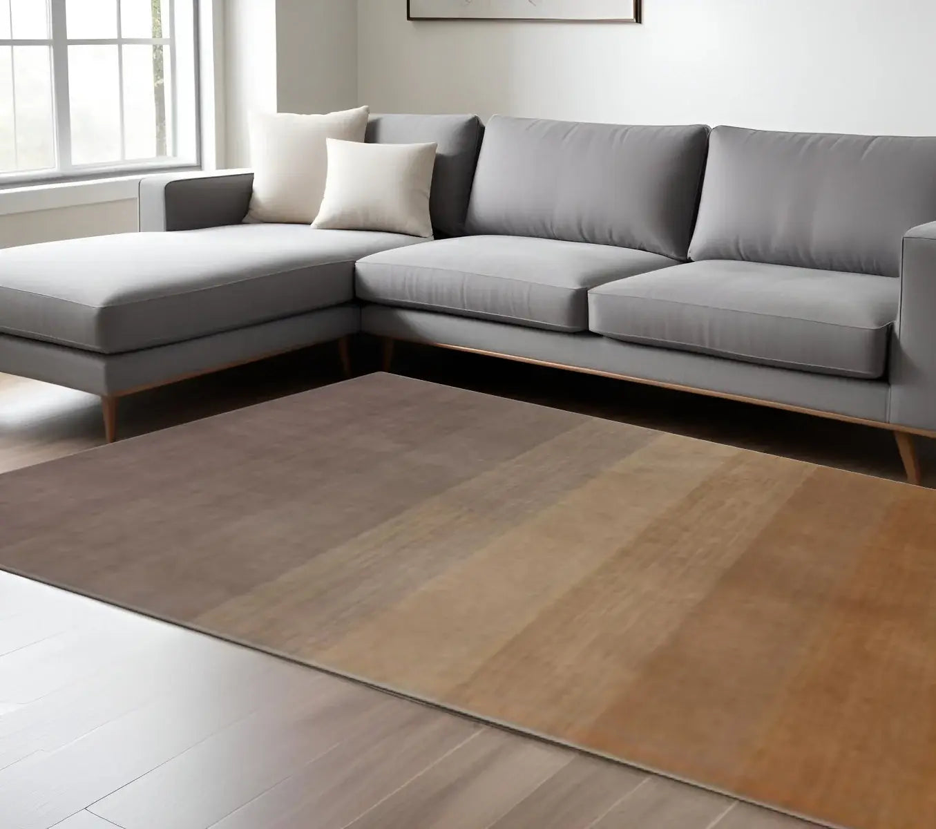 5' X 8' Gold And Rust Ombre Hand Loomed Area Rug - Homeroots - Flyclothing LLC