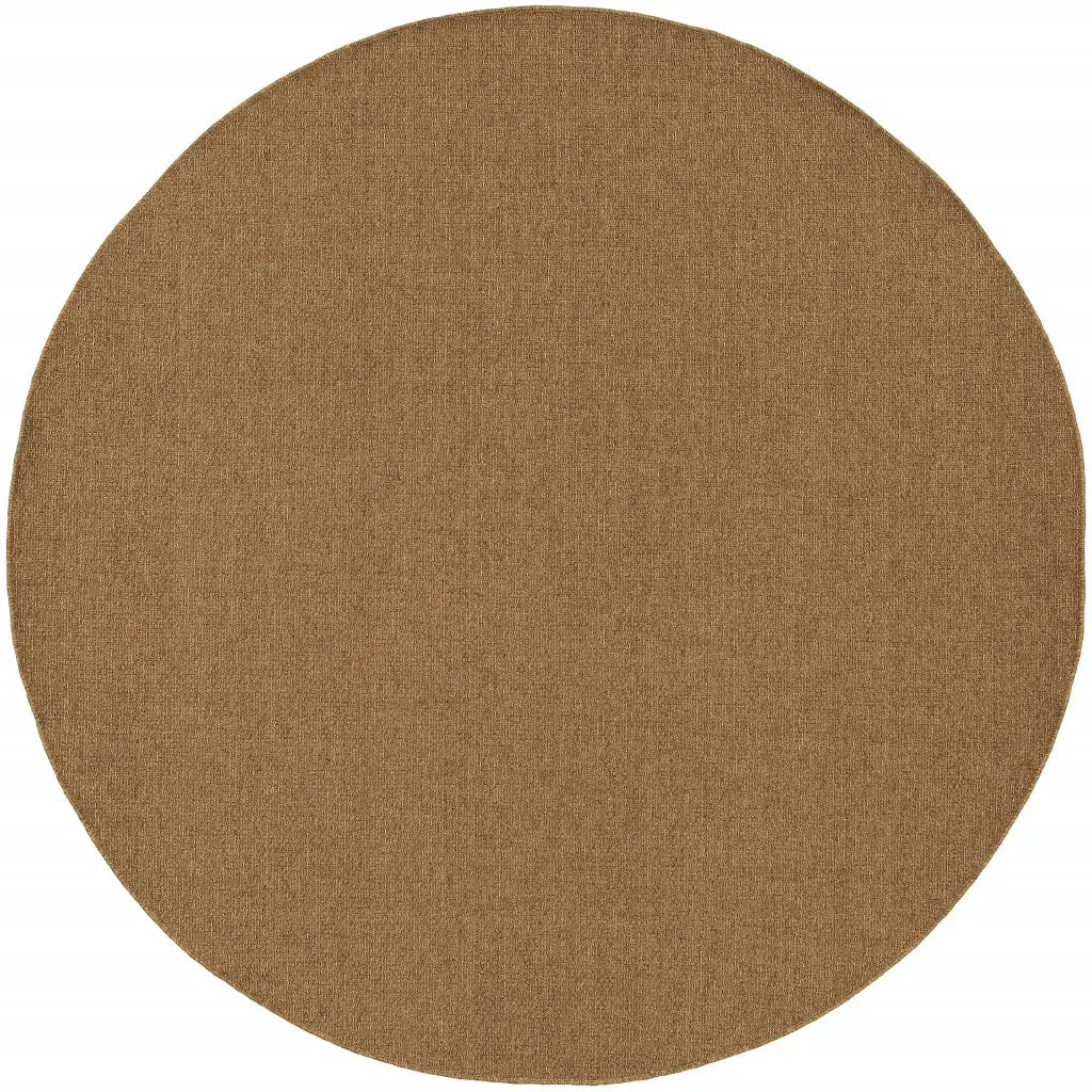 8' X 8' Tan Round Stain Resistant Indoor Outdoor Area Rug - Homeroots - Flyclothing LLC