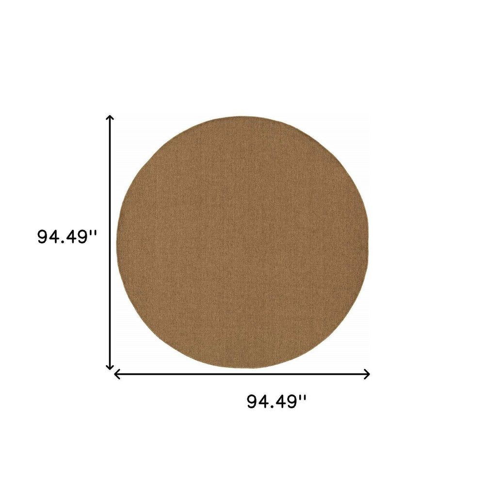 8' X 8' Tan Round Stain Resistant Indoor Outdoor Area Rug - Homeroots - Flyclothing LLC