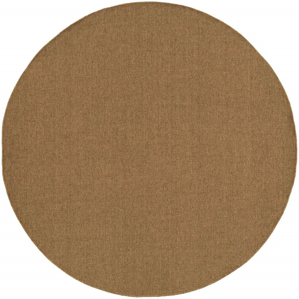 8' X 8' Tan Round Stain Resistant Indoor Outdoor Area Rug - Homeroots - Flyclothing LLC