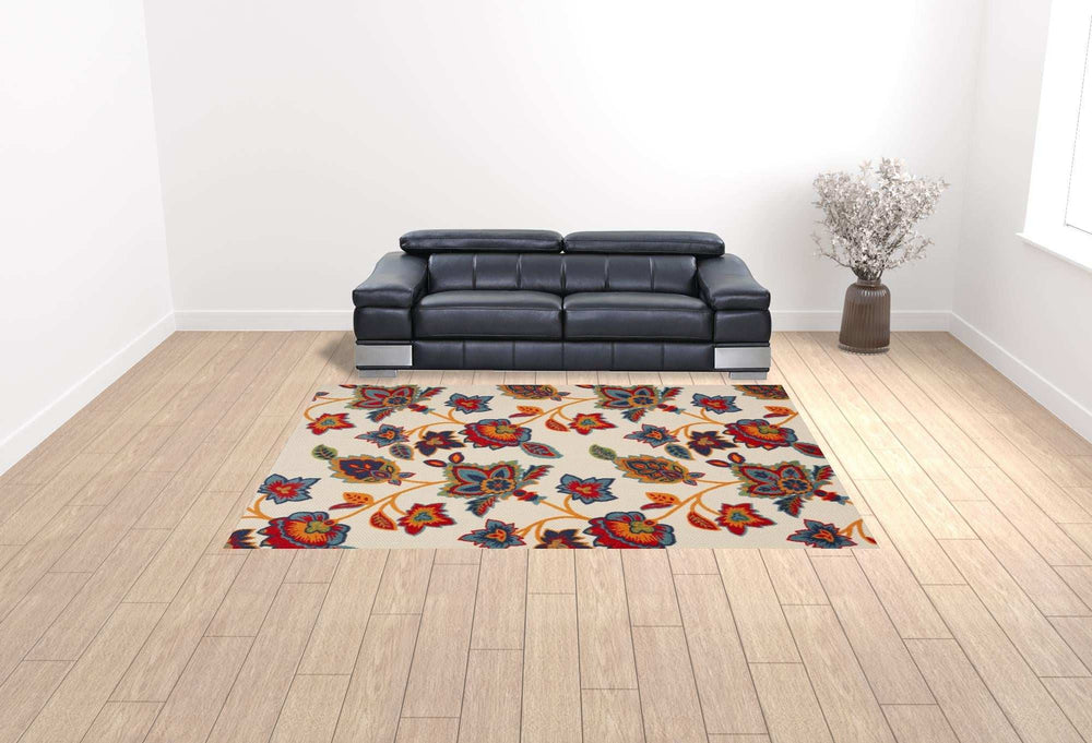 9' X 12' Multicolor Floral Stain Resistant Non Skid Area Rug - Homeroots - Flyclothing LLC