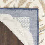 9' X 12' Blue And Grey Floral Stain Resistant Non Skid Area Rug - Homeroots - Flyclothing LLC