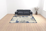 9' X 12' Blue And Grey Floral Stain Resistant Non Skid Area Rug - Homeroots - Flyclothing LLC