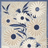 9' X 12' Blue And Grey Floral Stain Resistant Non Skid Area Rug - Homeroots - Flyclothing LLC