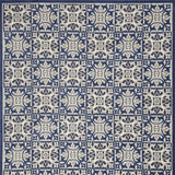 9' X 12' Blue Fleur De Lis Stain Resistant Non Skid Area Rug - Homeroots - Flyclothing LLC