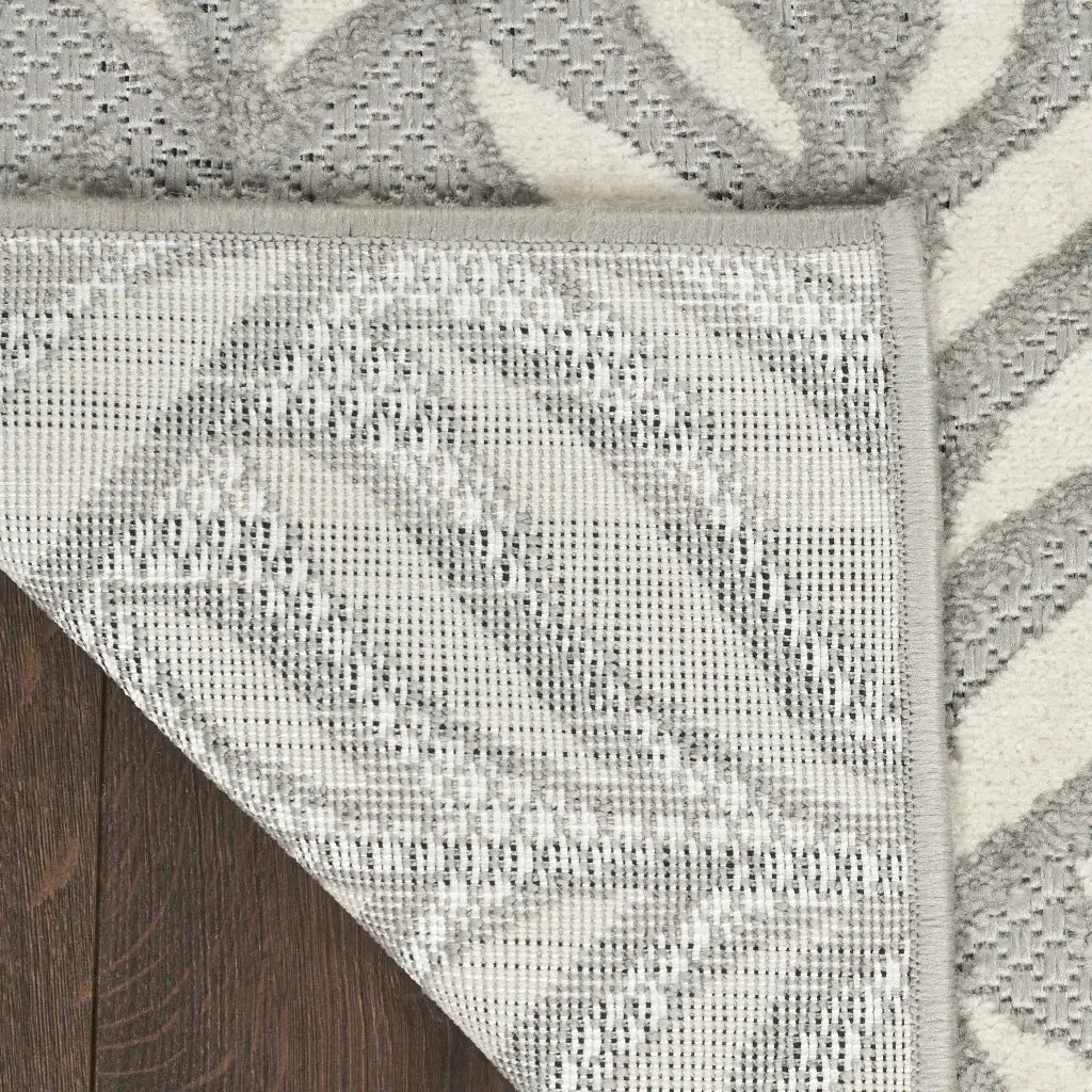 9' X 12' Grey Floral Stain Resistant Non Skid Area Rug - Homeroots - Flyclothing LLC