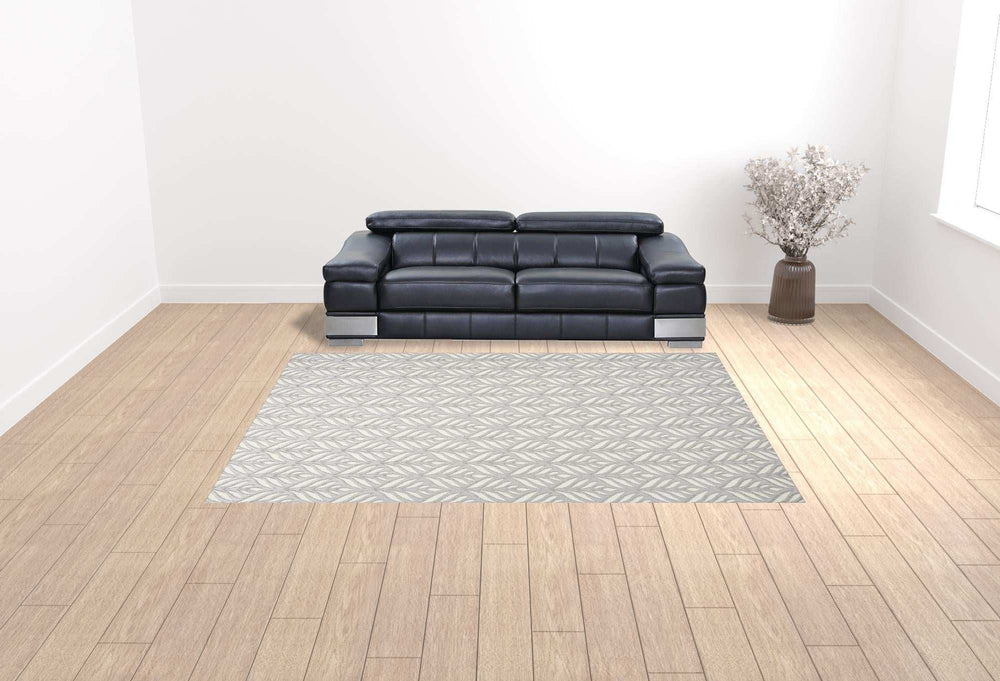 9' X 12' Grey Floral Stain Resistant Non Skid Area Rug - Homeroots - Flyclothing LLC