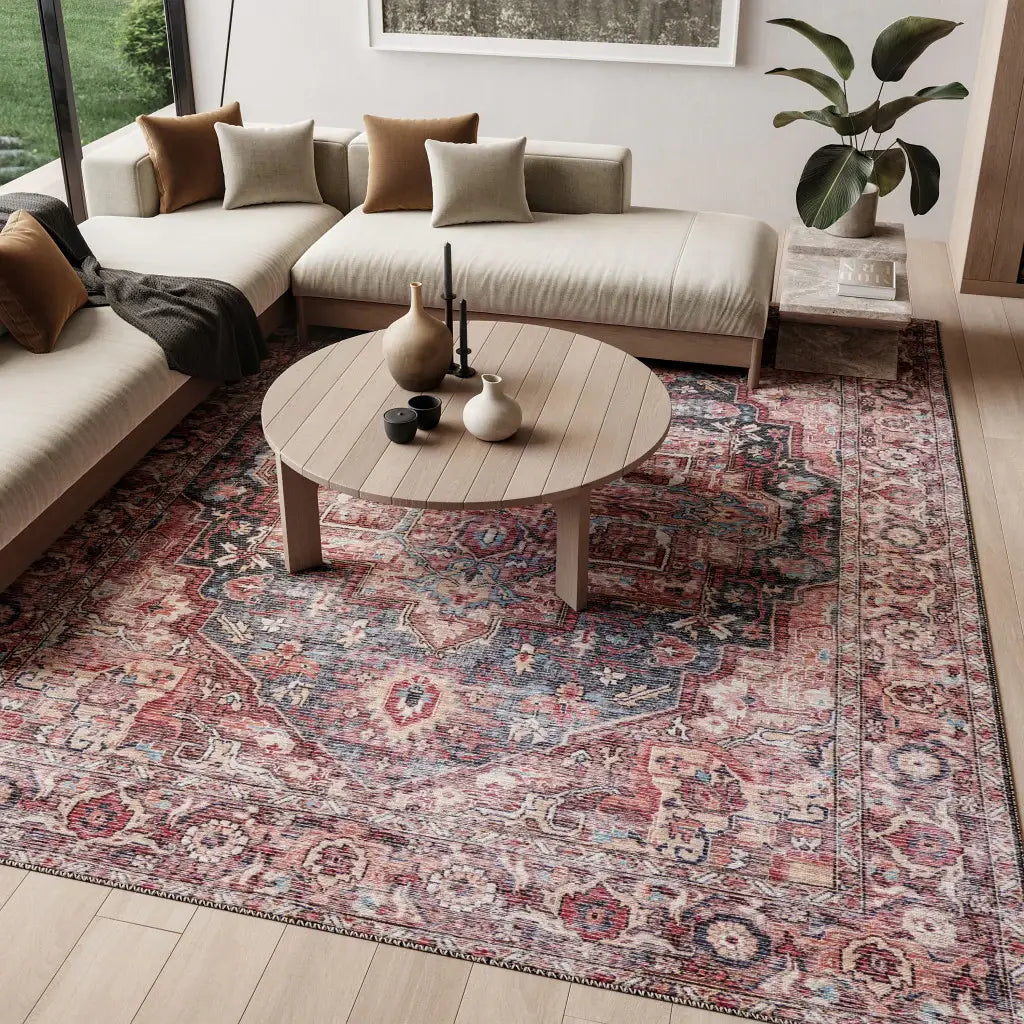 6' X 9' Multicolor Medallion Distressed Washable Area Rug - Homeroots - Flyclothing LLC