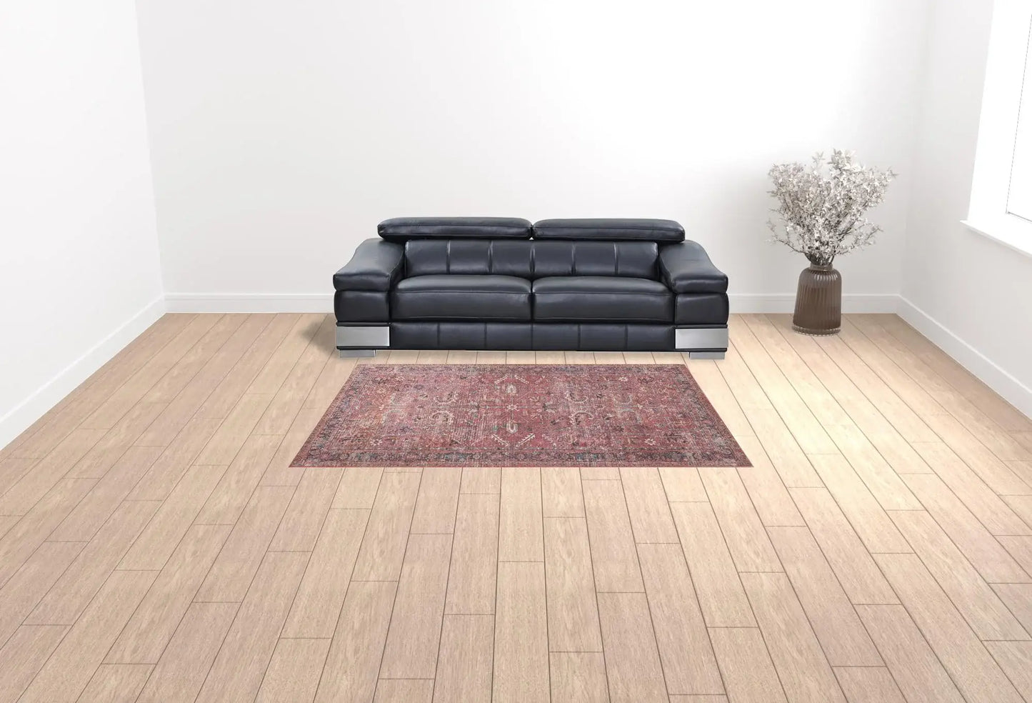 6' X 9' Brick Medallion Distressed Washable Area Rug - Homeroots - Flyclothing LLC