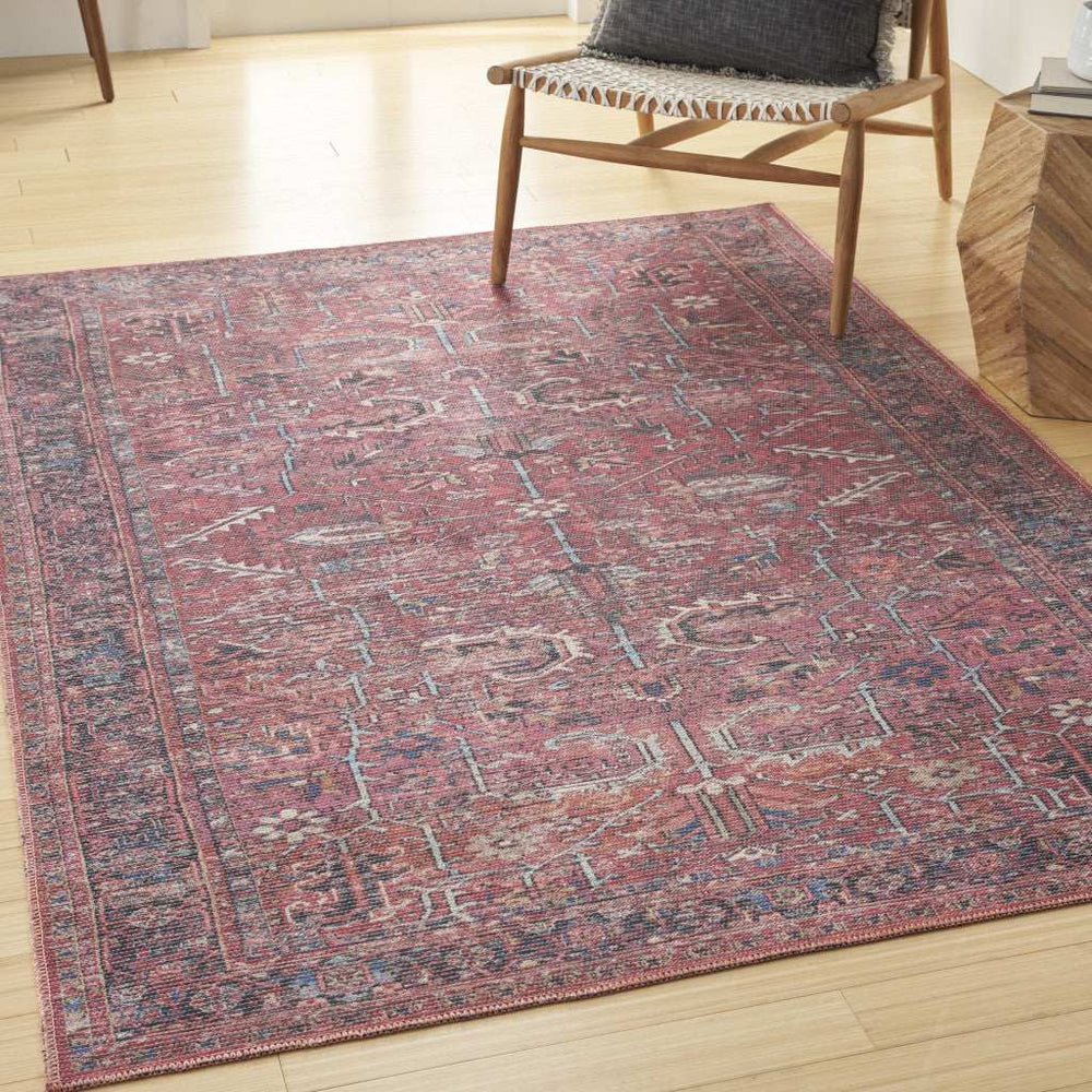 6' X 9' Brick Medallion Distressed Washable Area Rug - Homeroots - Flyclothing LLC