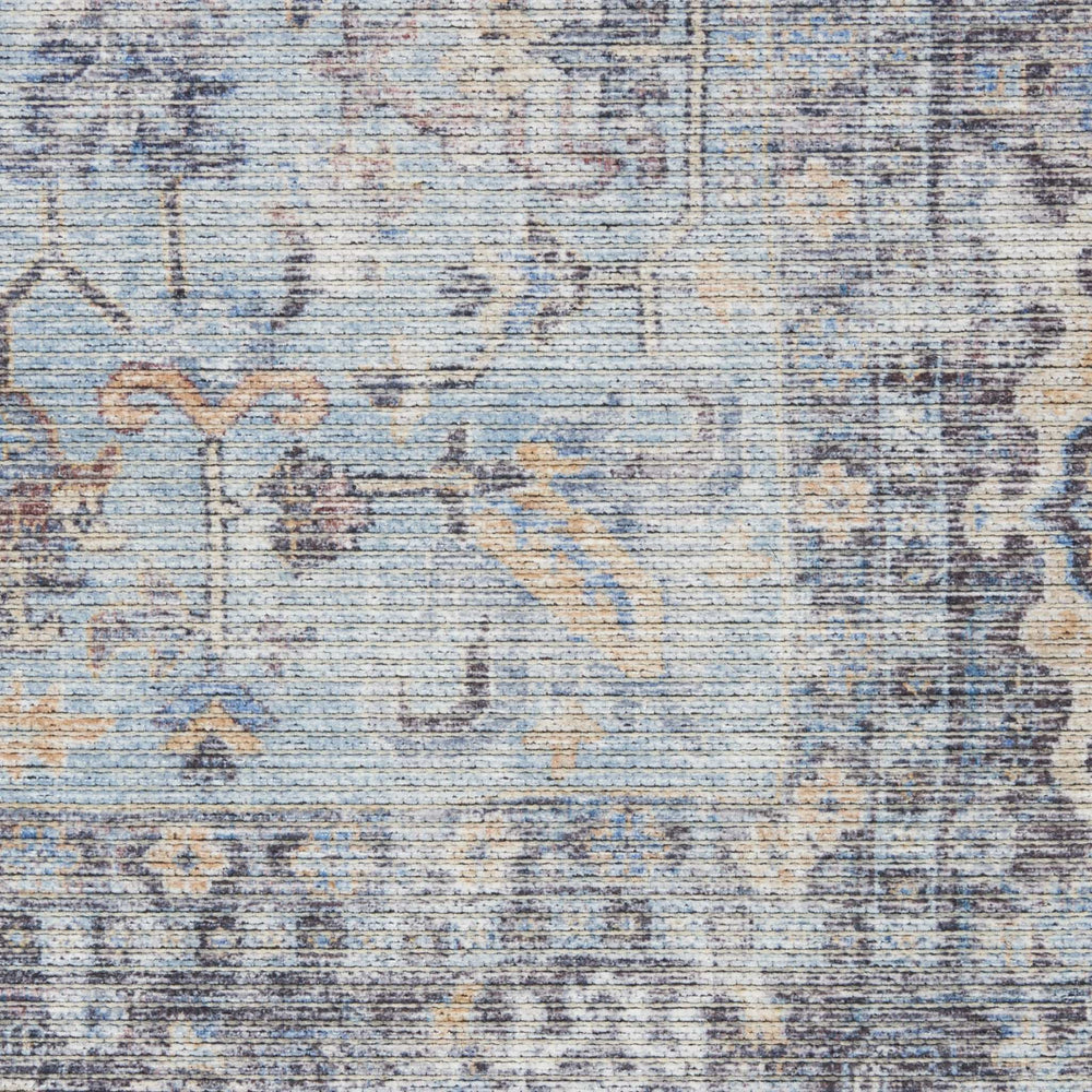 6' X 9' Light Grey And Blue Medallion Distressed Washable Area Rug - Homeroots - Flyclothing LLC