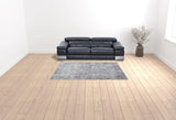 6' X 9' Light Grey And Blue Medallion Distressed Washable Area Rug - Homeroots - Flyclothing LLC