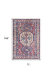6' X 9' Red And Navy Medallion Distressed Washable Area Rug - Homeroots - Flyclothing LLC