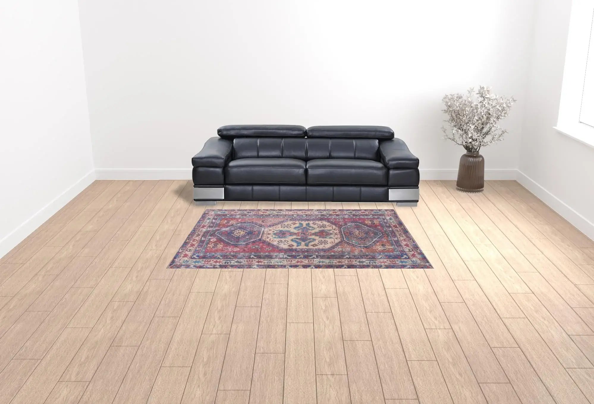 6' X 9' Red And Navy Medallion Distressed Washable Area Rug - Homeroots - Flyclothing LLC