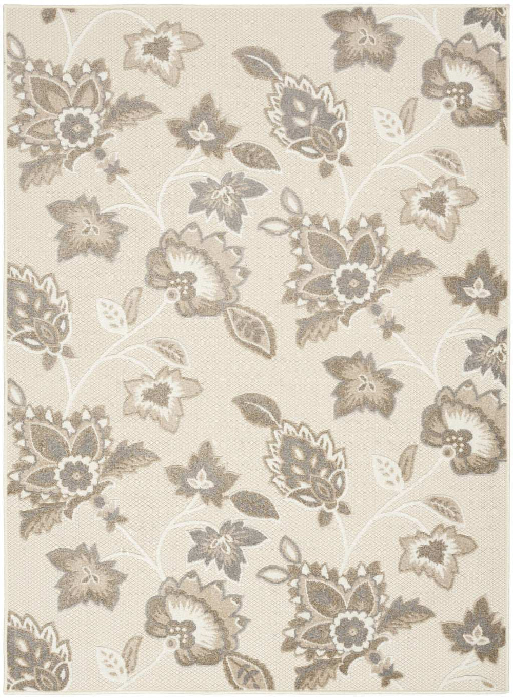 5' X 8' Beige Floral Stain Resistant Non Skid Area Rug - Homeroots - Flyclothing LLC