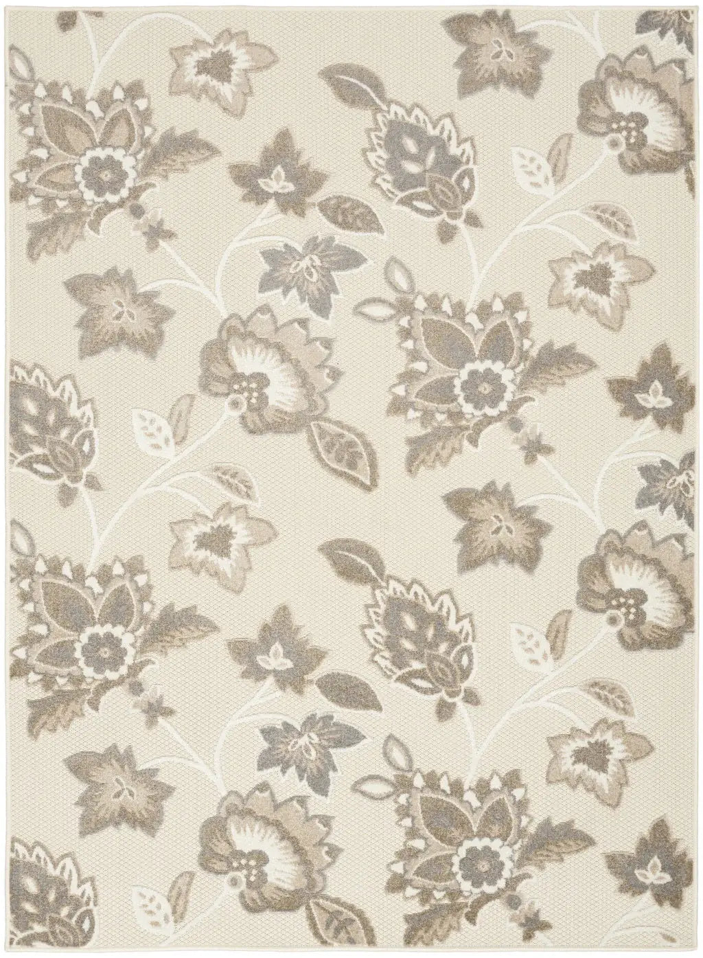 6' X 9' Beige Floral Stain Resistant Non Skid Area Rug - Homeroots - Flyclothing LLC