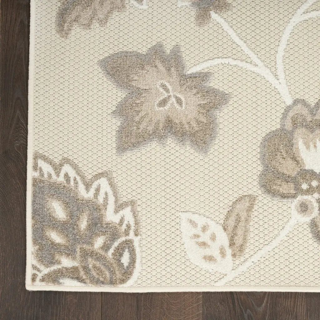 6' X 9' Beige Floral Stain Resistant Non Skid Area Rug - Homeroots - Flyclothing LLC