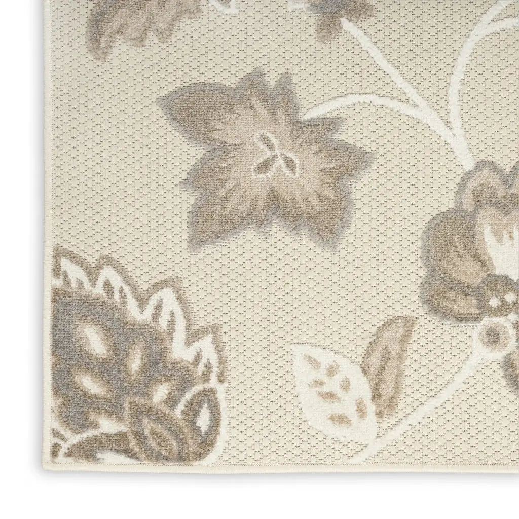 6' X 9' Beige Floral Stain Resistant Non Skid Area Rug - Homeroots - Flyclothing LLC