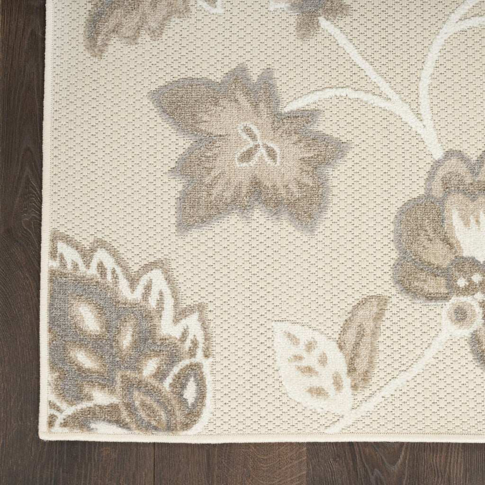8' X 11' Beige Floral Stain Resistant Non Skid Area Rug - Homeroots - Flyclothing LLC