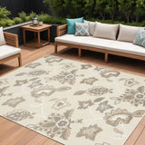 8' X 11' Beige Floral Stain Resistant Non Skid Area Rug - Homeroots - Flyclothing LLC