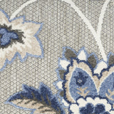 7' X 10' Blue And Grey Floral Stain Resistant Non Skid Area Rug - Homeroots
