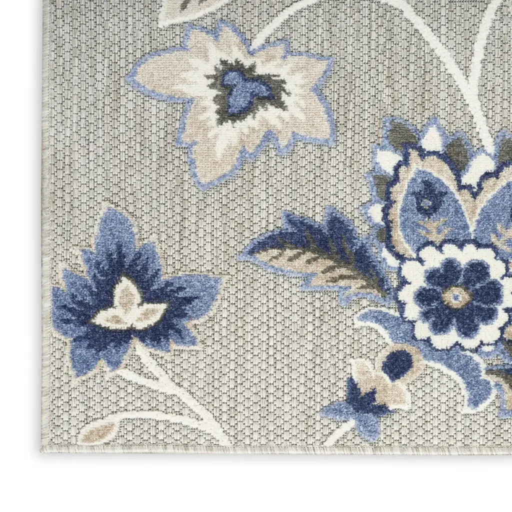 5' X 8' Blue And Grey Floral Stain Resistant Non Skid Area Rug - Homeroots - Flyclothing LLC