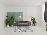 5' X 8' Blue And Grey Floral Stain Resistant Non Skid Area Rug - Homeroots - Flyclothing LLC