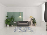 5' X 8' Blue And Grey Floral Stain Resistant Non Skid Area Rug - Homeroots - Flyclothing LLC