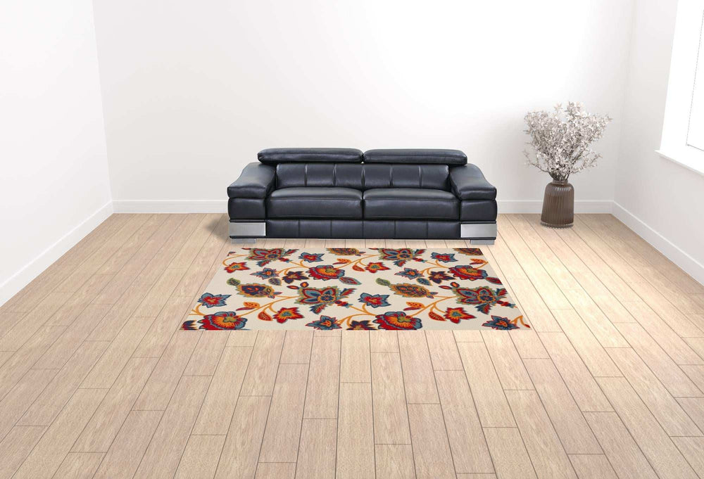 7' X 10' Multicolor Floral Stain Resistant Non Skid Area Rug - Homeroots - Flyclothing LLC